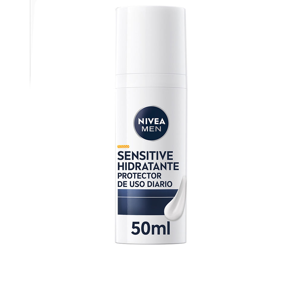 NiveaMenSensitiveMoisturizingCreamSPF3050ml Tube of Nivea Men Sensitive Moisturizing Cream SPF30 by Nivea, a face cream indicated for hydration and UV protection.