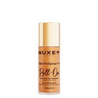 Product  container  of  Nuxe  Huile  Prodigieuse  Multi-Purpose  Dry  Oil  Roll-On  by  Nuxe,  a  dry  oil  indicated  for  nourishing  and  repairing  skin.