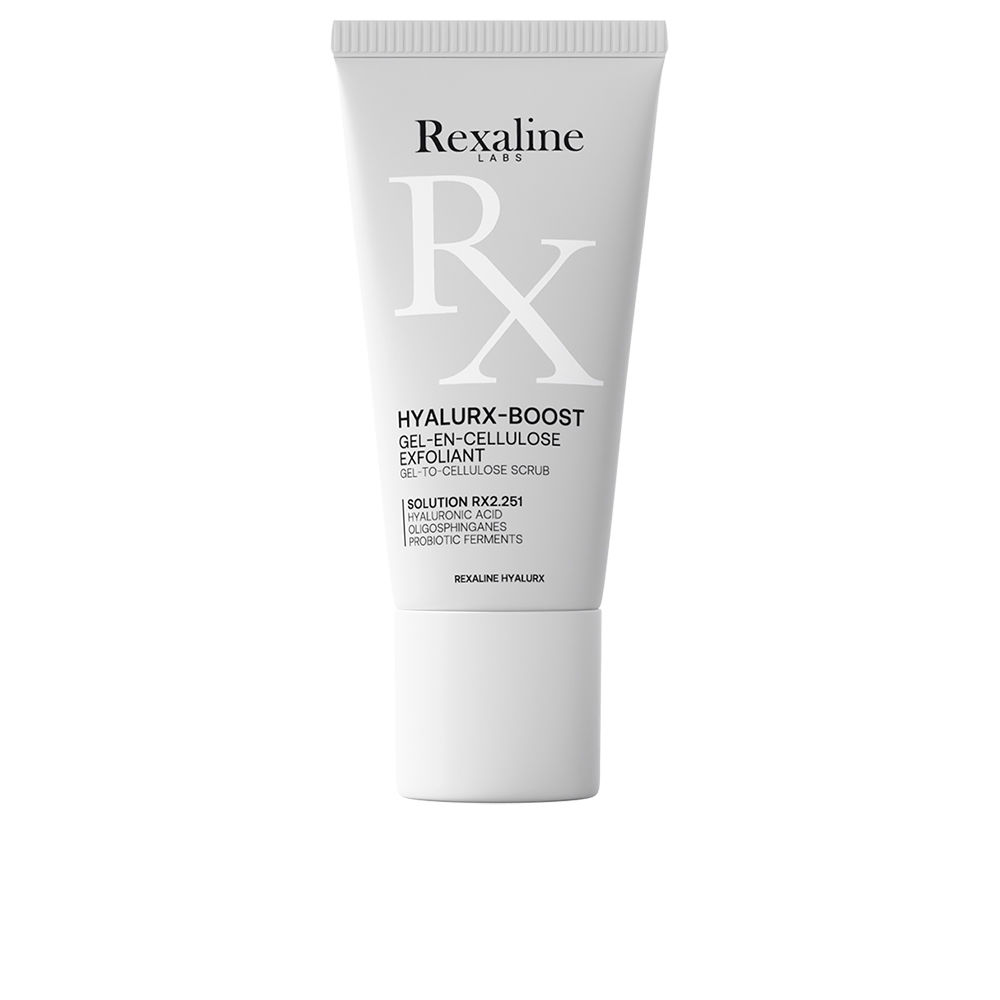 RexalineHyalurx-BoostGel-to-CelluloseScrub15ml Tube of Rexaline Hyalurx-Boost Gel-to-Cellulose Scrub by Rexaline, a gel scrub indicated for exfoliating dead skin cells.
