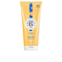 Bottle  of  Roger  &  Gallet  Vanille  Soleil  Shower  Gel,  a  creamy  gel  indicated  for  cleansing  and  maintaining  skin  hydration.