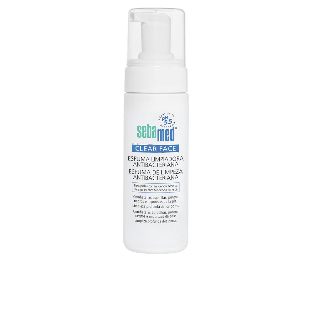 SebamedClearFaceAntibacterialCleansingFoam150ml Bottle of Sebamed Clear Face Antibacterial Cleansing Foam by Sebamed, a foam indicated for acne-prone skin and blackheads.