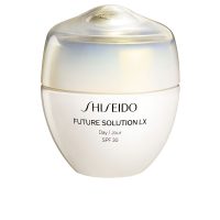 Jar  of  Shiseido  Future  Solution  LX  Total  Protective  Cream,  a  rich  day  cream  indicated  for  protecting  skin  against  aging  factors.