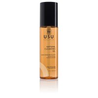 Bottle  of  Usu  Cosmetics  Natural  Cleansing  Oil  by  Usu  Cosmetics,  a  makeup  remover  oil  indicated  for  deep  cleansing  of  the  skin.