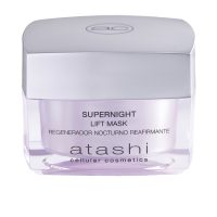 Jar  of  Atashi  Supernight  Lift  Mask  by  Atashi,  a  regenerating  night  mask  indicated  for  restoring  facial  firmness  and  lifting.