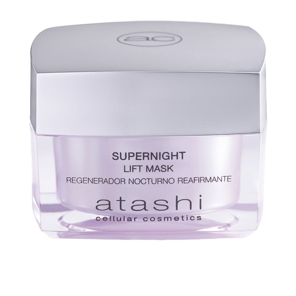 AtashiSupernightLiftMask50ml Jar of Atashi Supernight Lift Mask by Atashi, a regenerating night mask indicated for restoring facial firmness and lifting.