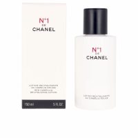 Bottle  of  Nº  1  Revitalizing  Lotion  by  Chanel,  a  revitalizing  toner  indicated  for  energizing,  refining  and  plumping  the  skin.