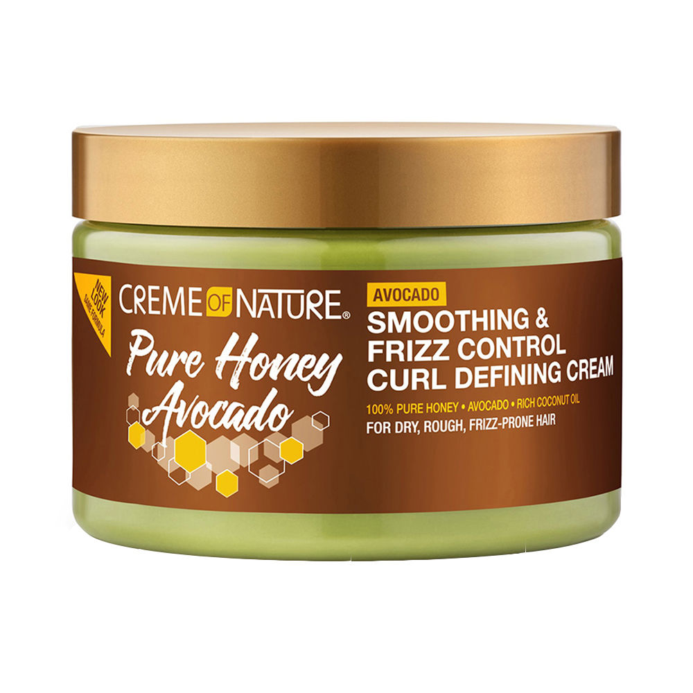 CremeOfNaturePureHoneyAvocadoCurlCream340ml Jar of Creme Of Nature Pure Honey Avocado Curl Cream by Creme Of Nature, a curl defining cream indicated for frizz-free curls.
