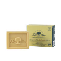 Product  container  of  Eco  Nourishing  Natural  Solid  Shampoo  by  Dr.  Tree,  a  solid  shampoo  indicated  for  repairing  damaged  and  brittle  hair.