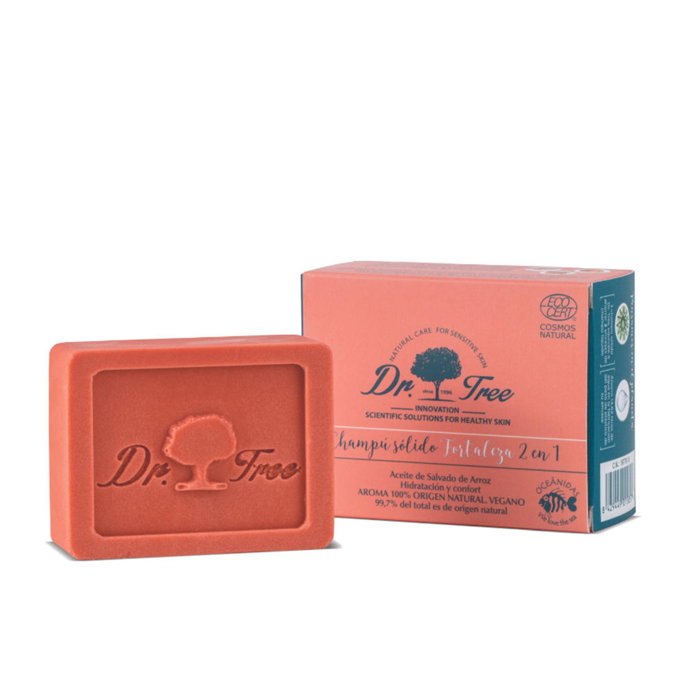Dr.TreeEcoStrengtheningNaturalSolidShampoo75g Product container of Eco Strengthening Natural Solid Shampoo by Dr. Tree, a solid shampoo indicated for strengthening hair fibers.