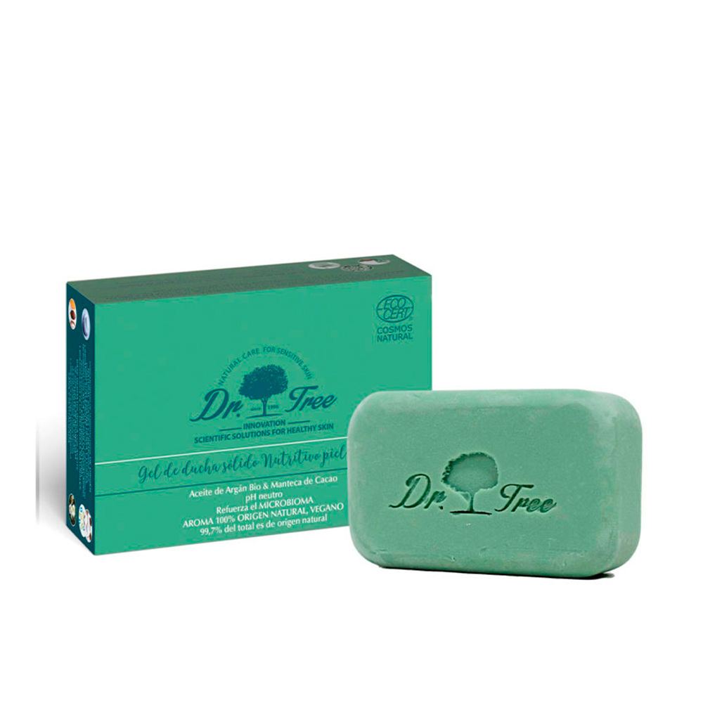 Dr.TreeSolidNourishingShowerGel120g Product container of Solid Nourishing Shower Gel by Dr. Tree, a solid shower gel indicated for hydrating and regenerating the skin.
