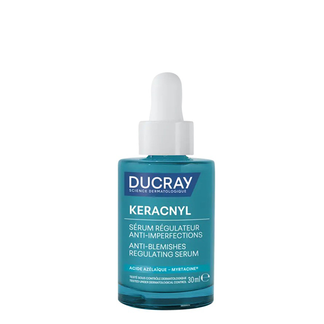 DucrayKeracnylAnti-BlemishesRegulatingSerum30ml Bottle of Ducray Keracnyl Anti-Blemishes Regulating Serum by Ducray, a facial serum indicated for regulating acne and excess sebum.