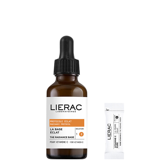 Lierac Protocolo Luminosidade Vitamina C Pura Sérum 30ml Bottle of Lierac Radiance Protocol The Radiance Base Pure Vitamin C Serum by Lierac, a serum for skin radiance.