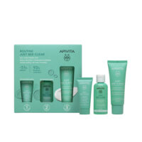Box  of  Apivita  Just  Bee  Clear  Routine  Set  by  Apivita,  a  skincare  set  indicated  for  oily  and  acne  prone  skin.