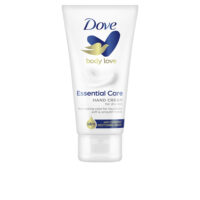 Tube  of  Dove  Essential  Care  Hand  Cream  by  Dove,  a  nourishing  cream  indicated  for  hydrating  and  softening  dry  hands.