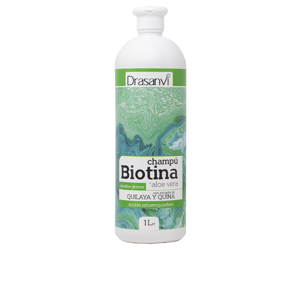 DrasanviBiotinAndAloeVeraOilyHairShampoo1000ml Bottle of Biotin And Aloe Vera Oily Hair Shampoo by Drasanvi, a creamy shampoo indicated for regulating excess sebum and dandruff.