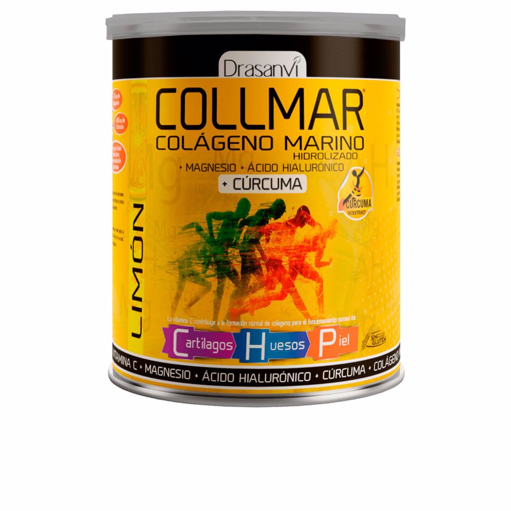 DrasanviCollmarHydrolyzedMarineCollagenwithTurmericLemonFlavor300g Product container of Drasanvi Collmar Hydrolyzed Marine Collagen by Drasanvi, a powder indicated for cartilage and skin.