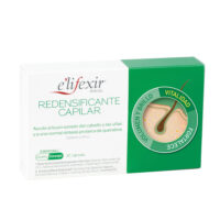 Box  of  Elifexir  Esencial  Hair  Redensifying  Capsules  by  Elifexir,  a  food  supplement  indicated  for  reducing  hair  loss.
