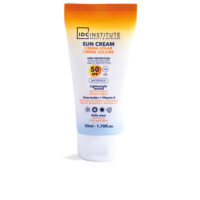 Tube  of  Idc  Institute  Waterproof  Sun  Cream  SPF50  by  Idc  Institute,  a  cream  indicated  for  UVA  UVB  protection  and  sunburn  prevention.