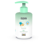 Bottle  of  Isdin  Baby  Naturals  Gel  Shampoo  by  Isdin,  a  gel  indicated  for  gentle  cleansing  of  baby  skin  and  hair  from  birth.