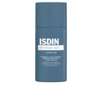 Bottle  of  Eryfotona  Night  Ultra  Fluid  by  Isdin,  an  ultra-fluid  night  cream  indicated  for  repairing  accumulated  sun  damage.