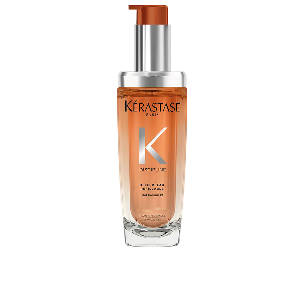KérastaseDisciplineOléo-RelaxOil75ml Bottle of Kérastase Discipline Oléo-Relax Oil by Kérastase, a smoothing oil indicated for frizz control and heat protection.