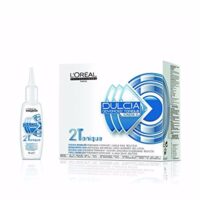 Product  container  of  LOréal  Professionnel  Dulcia  Advanced  Tonique  2T  by  LOréal  Professionnel,  a  permanent  wave  service  for  curls.