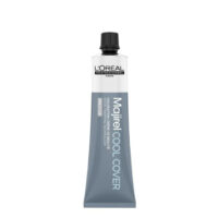 Product  container  of  Majirel  Cool-Cover  Color  8.1  by  LOréal  Professionnel,  a  creamy  hair  color  indicated  for  gray  hair  coverage.