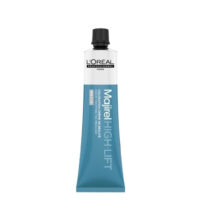 Product  container  of  Majirel  High-Lift  Permanent  Color  Neutral  by  LOréal  Professionnel,  a  cream  for  platinum  hair  lift.