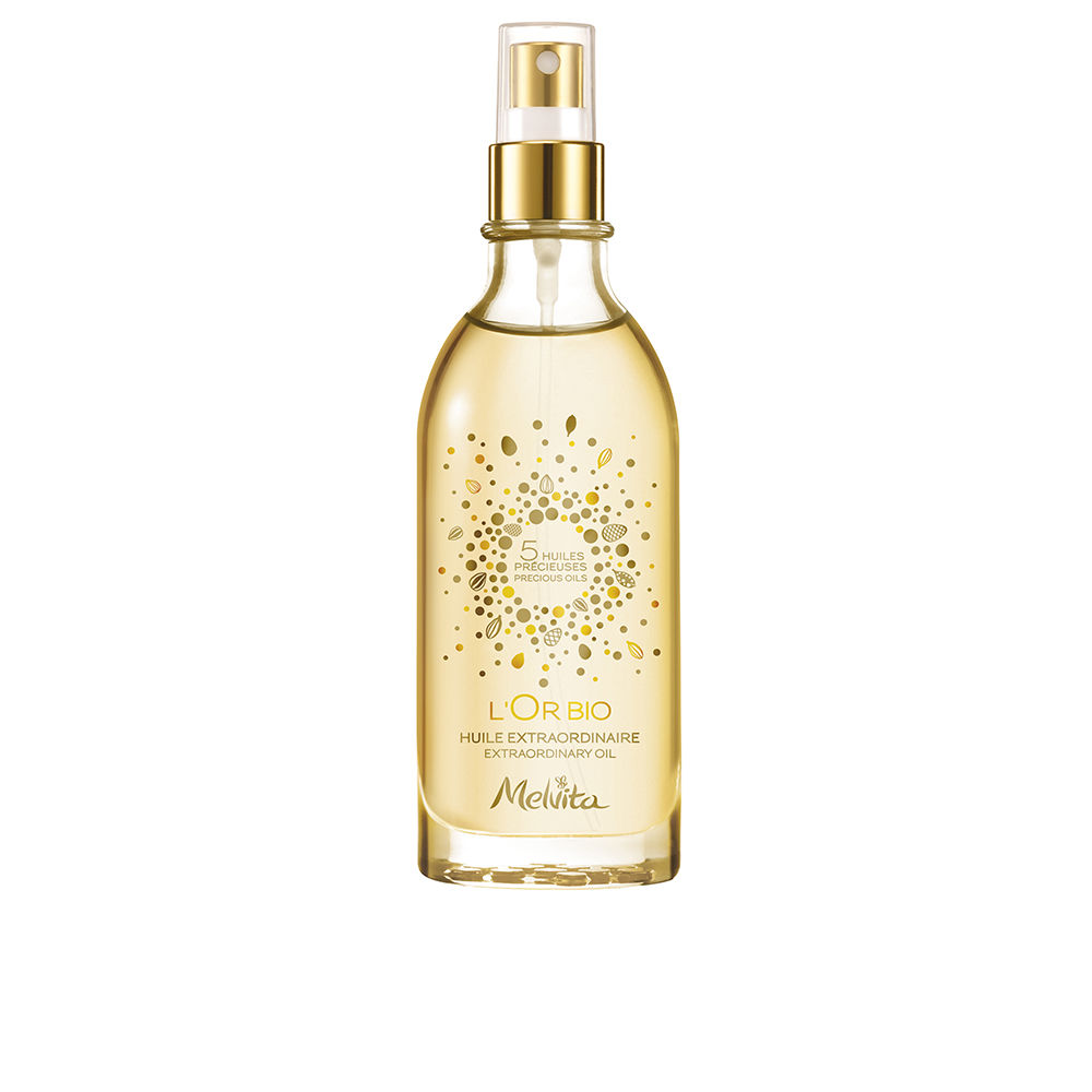 MelvitaL'OrBioExtraordinaryOil50ml Bottle of LOr Bio Extraordinary Oil by Melvita, a dry oil indicated for nourishing and repairing the skin and hair.