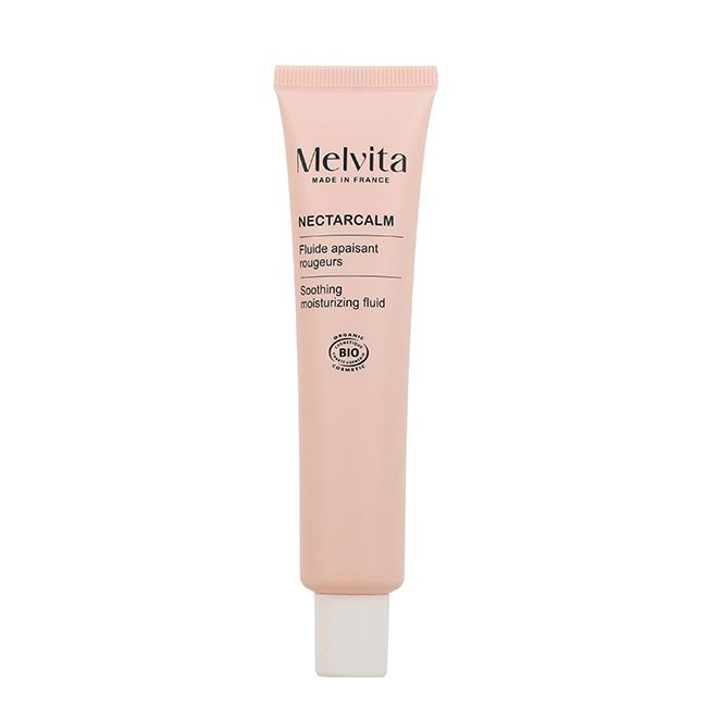MelvitaNectarcalmSoothingMoisturizingFluid40ml Bottle of Nectarcalm Soothing Moisturizing Fluid by Melvita, a facial fluid indicated for soothing sensitive skin and redness.