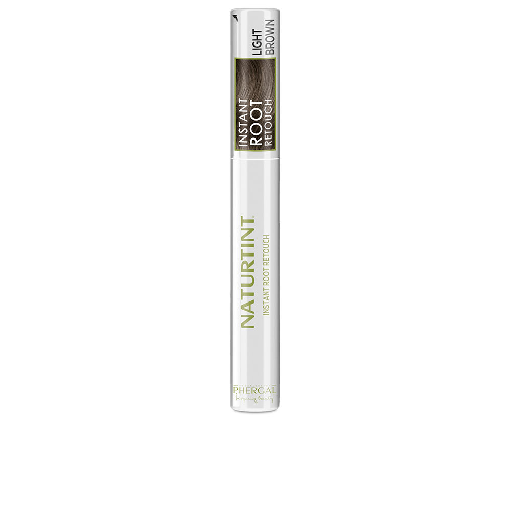 NaturtintInstantRootRetouch2In1TemporaryGrayHairRetoucherColorLightBrown10ml Bottle of Naturtint Instant Root Retouch 2 In 1 Temporary Gray Hair Retoucher by Naturtint, a color indicated for gray coverage.