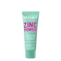 Bottle  of  Nuxe  Zinc  Power  Pore  Minimizer  Mattifying  Fluid  by  Nuxe,  a  mattifying  fluid  indicated  for  pore  reduction.