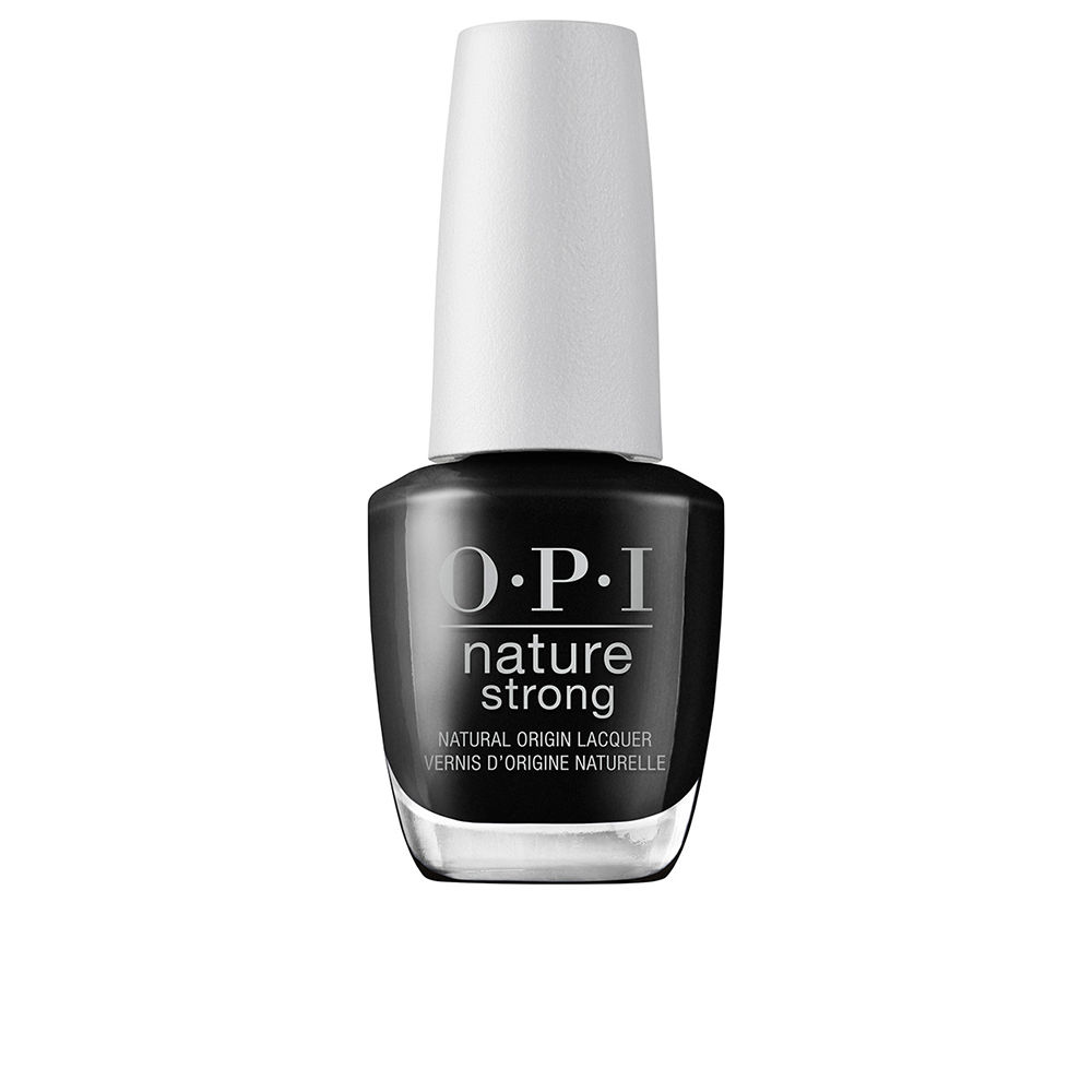 OpiNatureStrongNailLacquerColorOnyxSkies Bottle of Nature Strong Nail Lacquer Color Onyx Skies by Opi, a nail polish indicated for a high-shine natural finish.