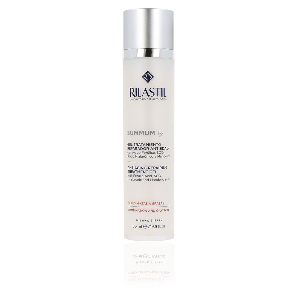 RilastilSummumRxRepairingGel50ml Tube of Rilastil Summum Rx Repairing Gel by Rilastil, an anti-aging gel indicated for reducing wrinkles on combination and oily skin.