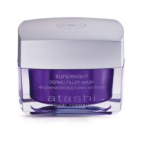 Jar  of  Atashi  Supernight  Dermo  Filler  Mask  by  Atashi,  a  creamy  mask  indicated  for  overnight  hydration  and  reducing  fine  lines.