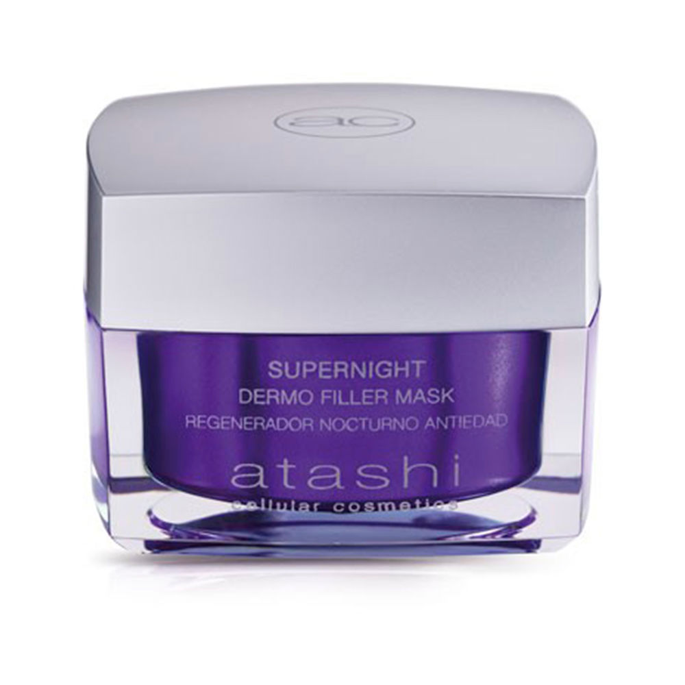 AtashiSupernightDermoFillerMask50ml Jar of Atashi Supernight Dermo Filler Mask by Atashi, a creamy mask indicated for overnight hydration and reducing fine lines.