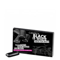 Box  of  Curaprox  Black  is  White  Chew  for  White  by  Curaprox,  a  chewing  gum  indicated  for  teeth  whitening  and  fresh  breath.