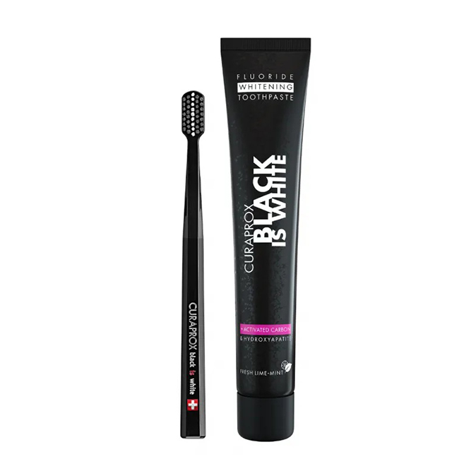 CuraproxBlackisWhiteToothpasteToothbrush Box of Curaprox Black is White Toothpaste