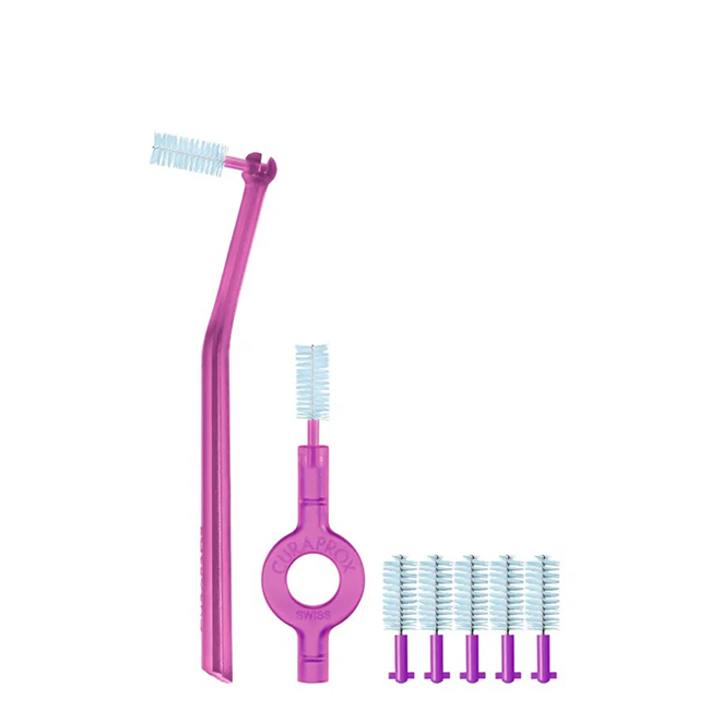 CuraproxPerioPlusInterdentalBrushCPS406x5Handle Box of Curaprox Perio Plus Interdental Brush CPS 406 by Curaprox, a brush indicated for cleaning large interdental spaces.