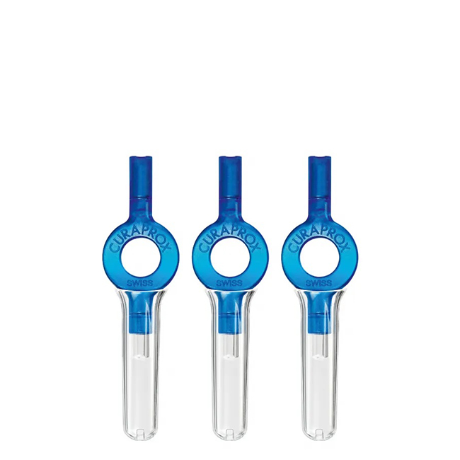 CuraproxUHS409InterdentalBrushHandyHolderx3 Box of Curaprox UHS 409 Interdental Brush Handy Holder by Curaprox, a handle indicated for holding interdental brushes.