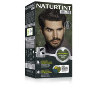 Product  container  of  Naturtint  Men  Ammonia-Free  Hair  Color  1N,  a  creamy  gel  indicated  for  natural  hair  and  beard  color.