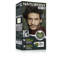 Product  container  of  Naturtint  Men  Ammonia-Free  Hair  Color  4N,  a  creamy  gel  indicated  for  natural  hair  and  beard  color.