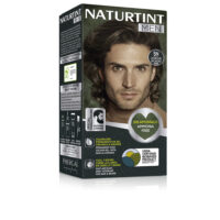 Product  container  of  Naturtint  Men  Ammonia-Free  Hair  Color  5N,  a  creamy  gel  indicated  for  natural  hair  and  beard  color.