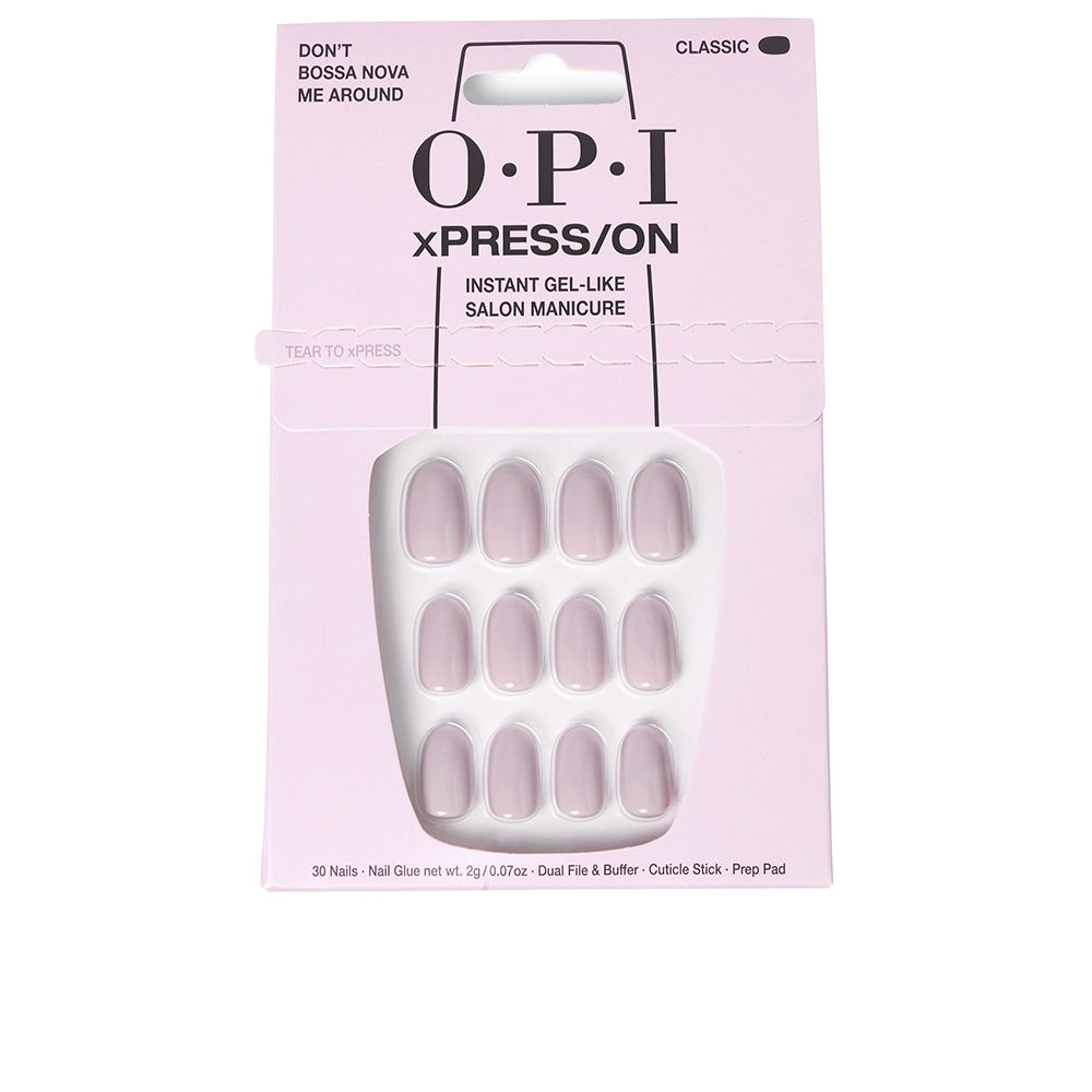 OpixPress/OnFalseGel-LikeNailsColorDon'tBossaNovaMeAroundx30 Box of Opi xPress/On False Gel-Like Nails by Opi, a set of false nails indicated for a professional manicure finish.
