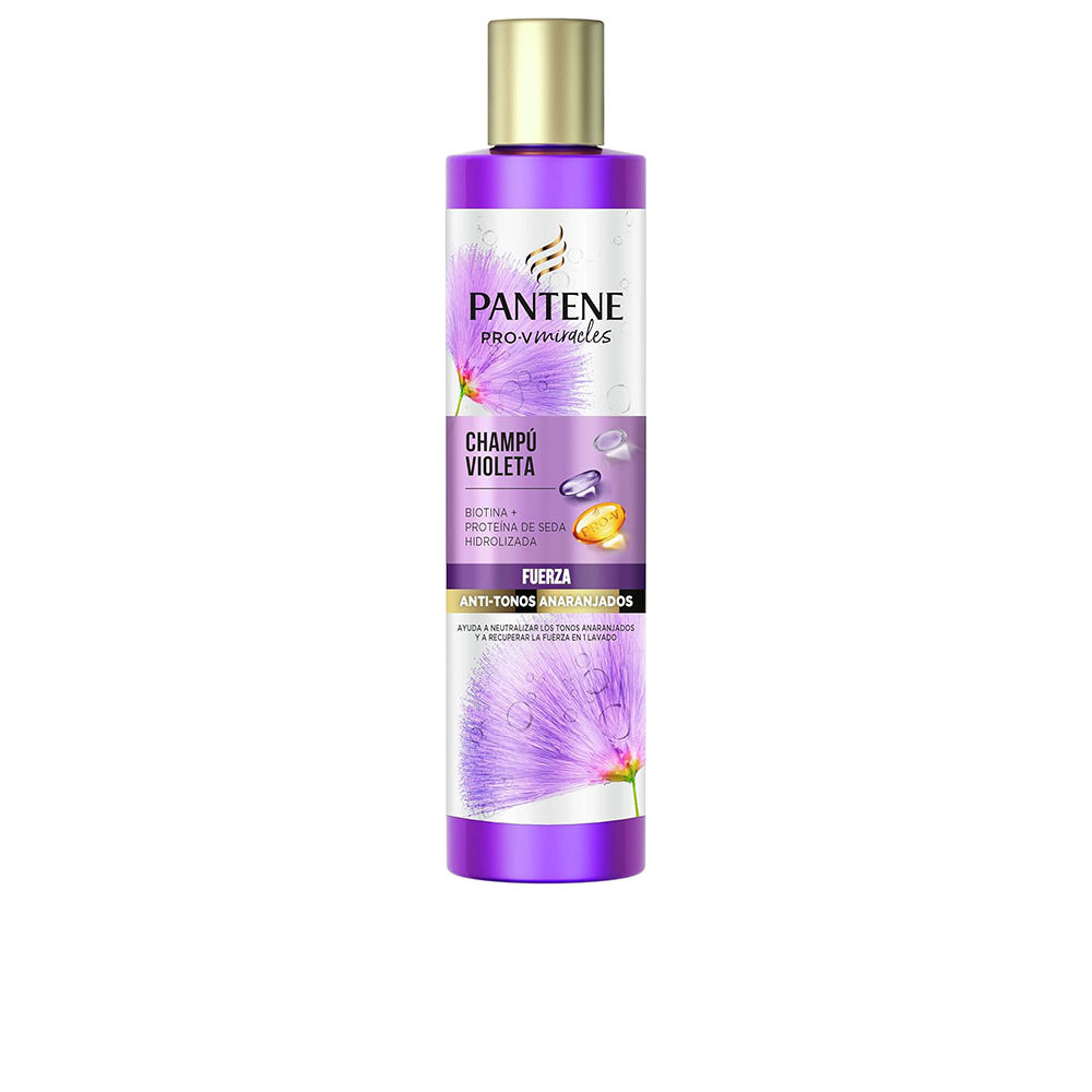 PanteneMiracleVioletShampoo250ml Bottle of Pantene Miracle Violet Shampoo by Pantene, a shampoo indicated for eliminating yellow tones and strengthening hair.
