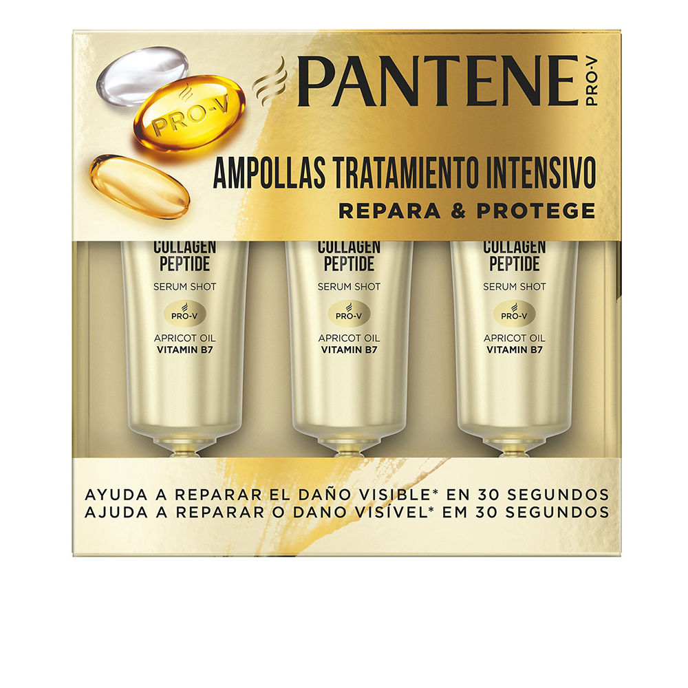 PanteneRepairandProtectIntensiveTreatmentAmpoules3x15ml Box of Pantene Repair and Protect Intensive Treatment Ampoules by Pantene, a treatment indicated for repairing damaged hair.
