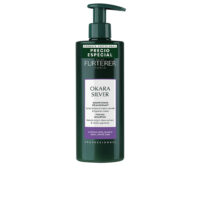 Bottle  of  Rene  Furterer  Professionnel  Okara  Silver  Shampoo  by  Rene  Furterer,  a  shampoo  indicated  for  neutralizing  yellow  tones  in  hair.