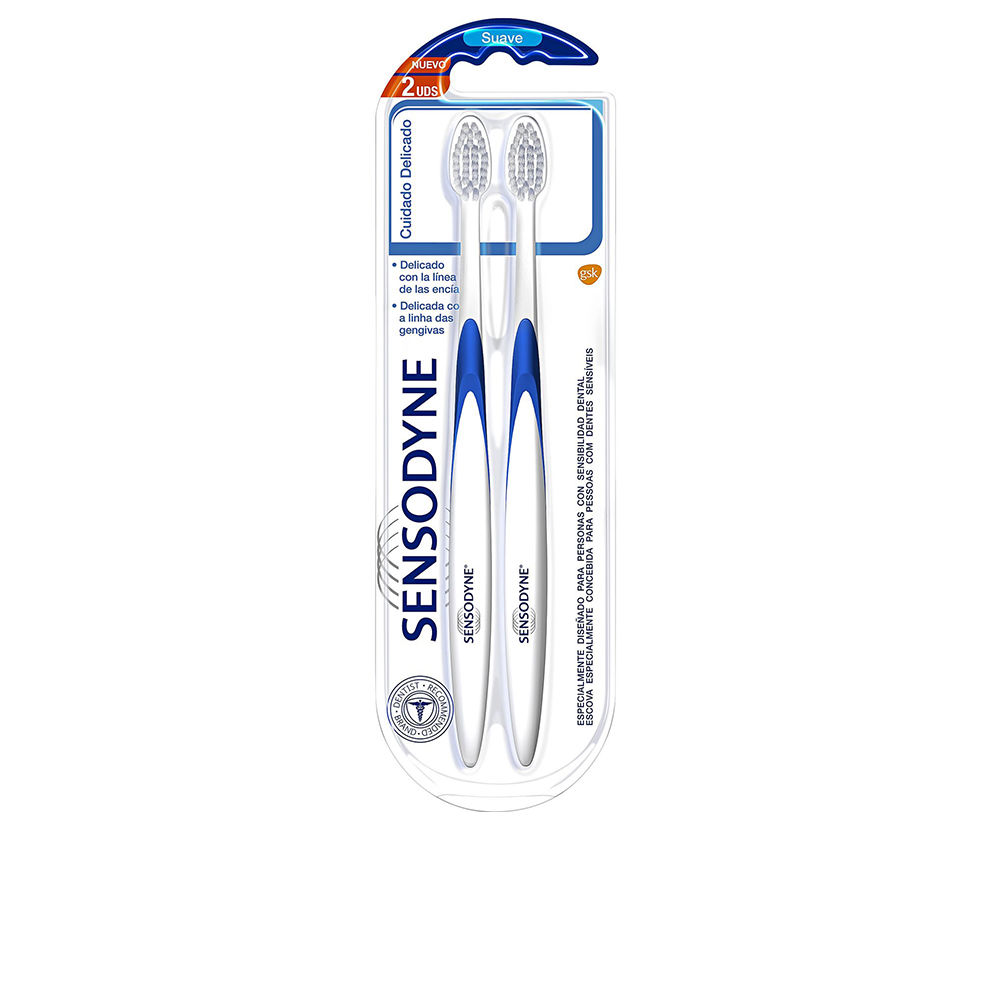 SensodyneSoftToothbrushDuoSet Box of Sensodyne Soft Toothbrush Duo Set by Sensodyne, a toothbrush set indicated for gentle cleaning of teeth and gums.