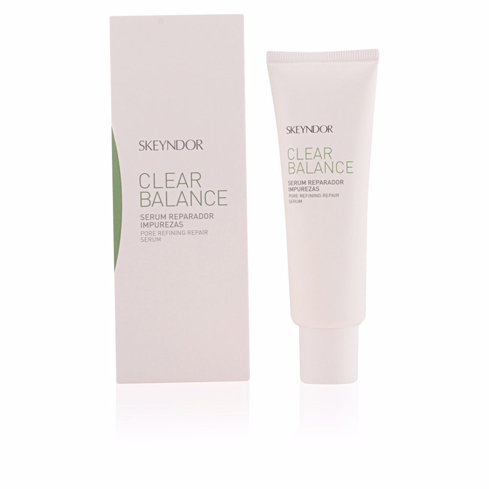SkeyndorClearBalancePoreRefiningRepairSerum50ml Bottle of Skeyndor Clear Balance Pore Refining Repair Serum by Skeyndor, a balancing serum indicated for minimizing pores and sebum.