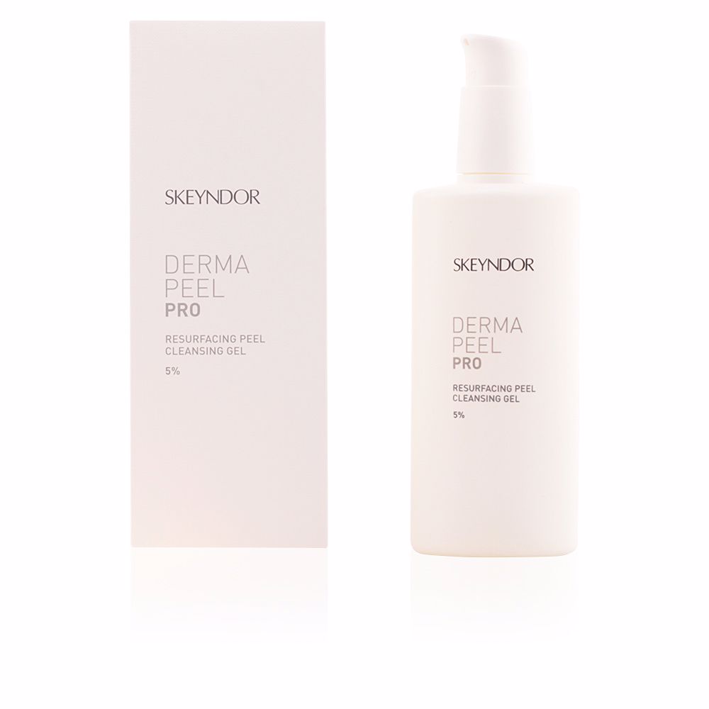 SkeyndorDermaPeelProResurfacingPeelCleansingGel200ml Bottle of Skeyndor Derma Peel Pro Resurfacing Peel Cleansing Gel by Skeyndor, an exfoliating gel indicated for renewing skin texture.